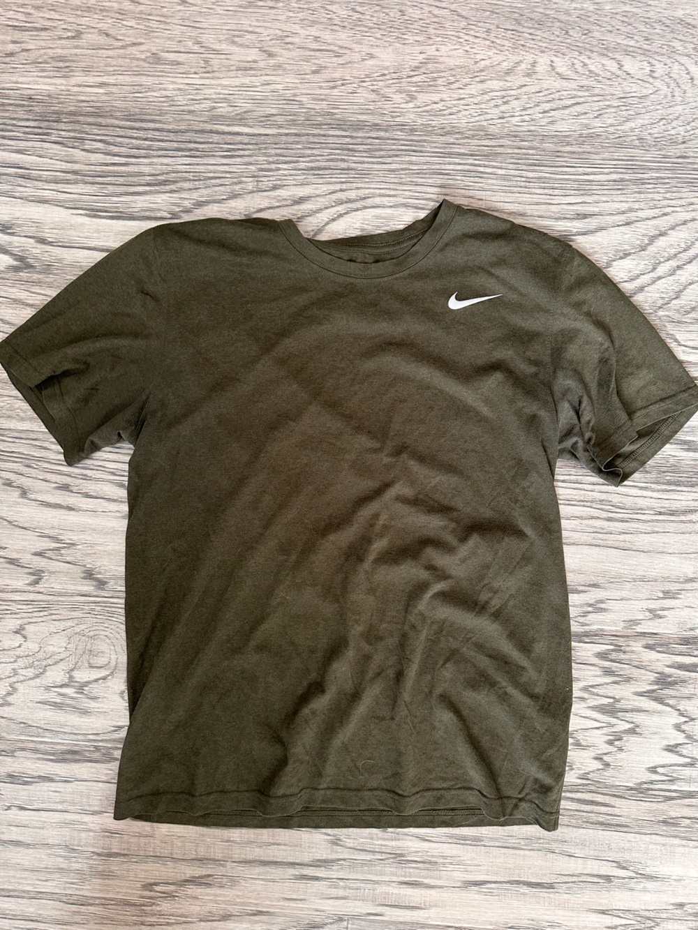 Nike Olive Crewneck Short Sleeve T-Shirt with White Swoosh